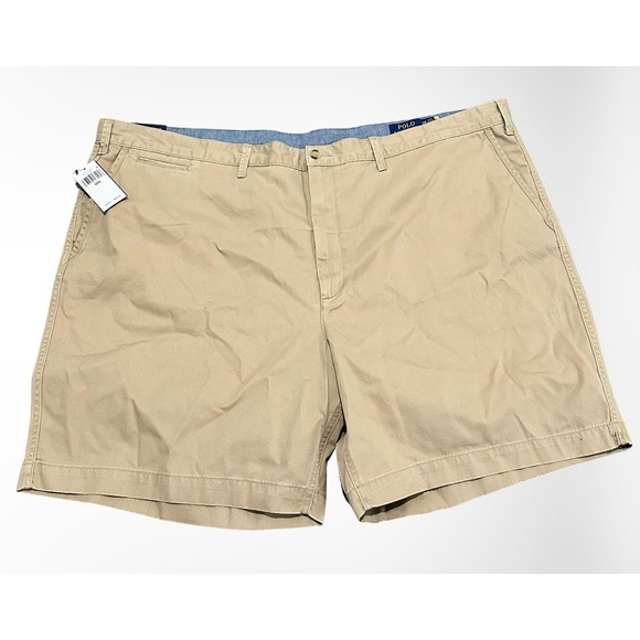 Polo Ralph Lauren Shorts Mens 50 Big Classic Fit 8 Khaki Beige Chino Casual New - Picture 1 of 8